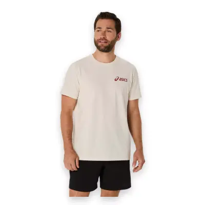 Asics 2031E659 Asics Chest Logo Ss Tee Krem Erkek T-Shirt 