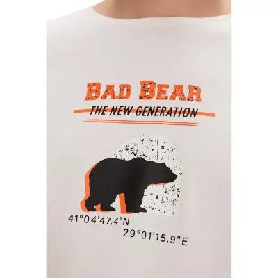 Bad Bear 24.01.07.021 Derek Kırık Beyaz Unisex T-Shirt - 5