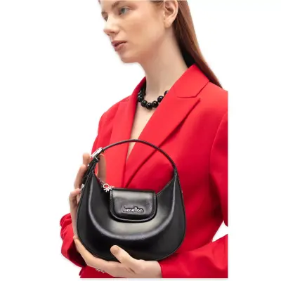 Benetton Bnt_1751 20X21X9 El Siyah Kadın Çanta 