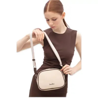 Benetton Bnt_1838 15X19X8 Çapraz Bej Kadın Çanta - 1