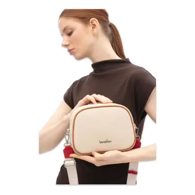 Benetton Bnt_1838 15X19X8 Çapraz Bej Kadın Çanta 
