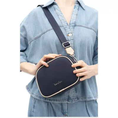 Benetton Bnt_1838 15X19X8 Çapraz Lacivert Kadın Çanta 
