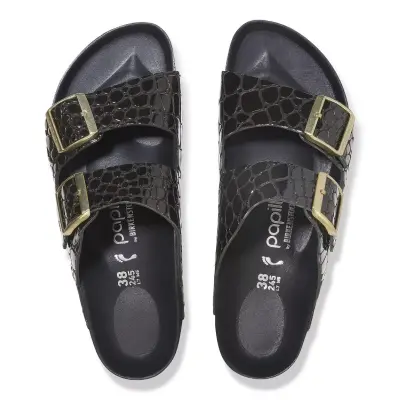 Birkenstock Arizona Platform Nl Shiny Croc Çift Bant Siyah Kadın Terlik - 3