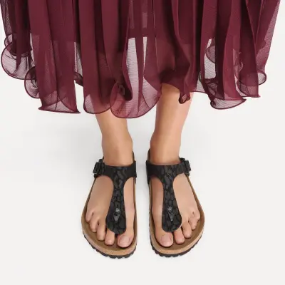 Birkenstock Gizeh Syn Leopard Parmak Arası Siyah Kadın Terlik - 4