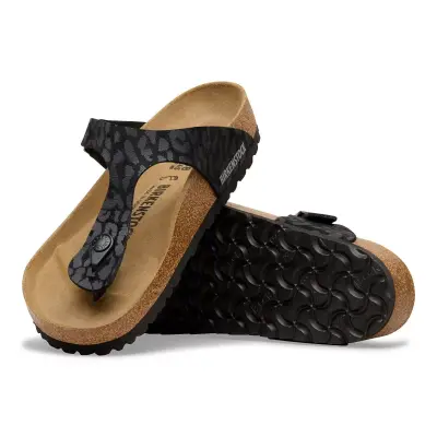 Birkenstock Gizeh Syn Leopard Parmak Arası Siyah Kadın Terlik - 5