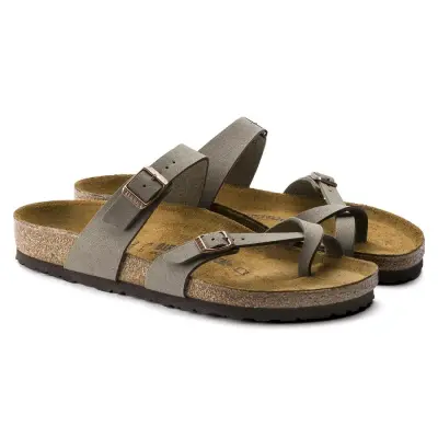 Birkenstock Mayari Parmak Arasi Kahverengi Nubuk Kadın Terlik - 4