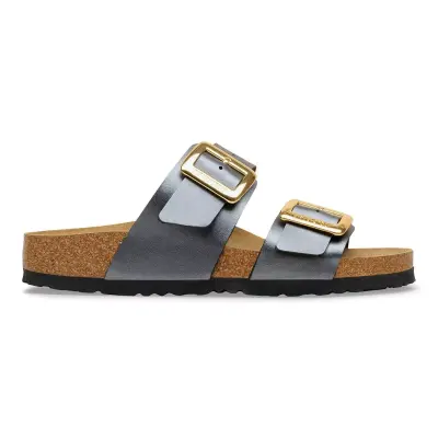 Birkenstock Sydney Cushion Buckle Bf Graceful Çift Toka Platin Kadın Terlik 