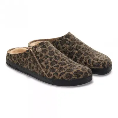 Birkenstock Zermatt Shearling Wo Leopar Önü Kapali Kahverengi Kadın Terlik - 4