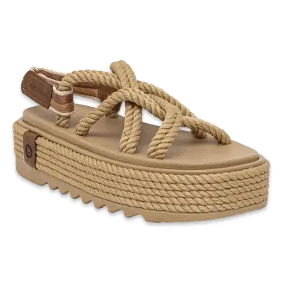 Bohonomad Bodrum Chunky Platform Bej Kadın Sandalet - 1
