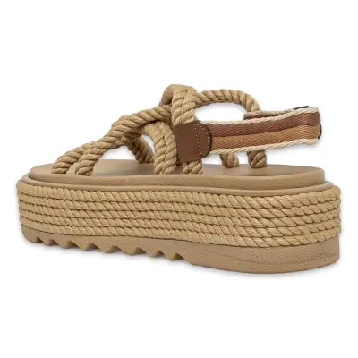 Bohonomad Bodrum Chunky Platform Bej Kadın Sandalet - 4