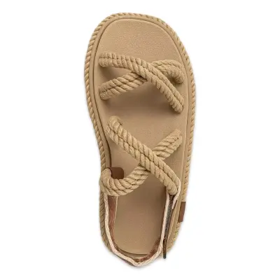 Bohonomad Bodrum Mid Platform Halat Bej Kadın Sandalet - 3