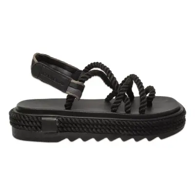 Bohonomad Ibiza Mid Platform Halat Siyah Kadın Sandalet - Bohonomad (1)