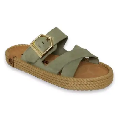 Bohonomad Sevilla Çift Bant Yeşil Kadın Terlik - 1