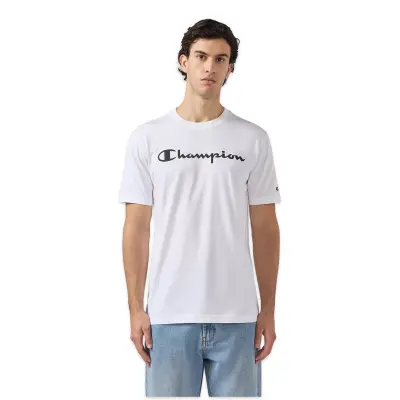 Champion 221814 Script Shop -Sleeve Tee Beyaz Erkek T-Shirt 