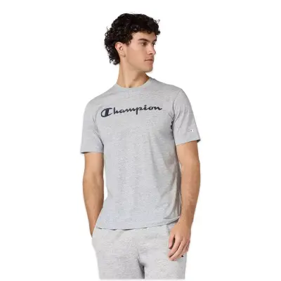 Champion 221814 Script Shop -Sleeve Tee Gri Erkek T-Shirt 