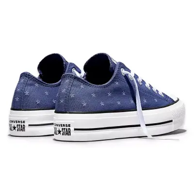 Converse A16114C Chuck Taylor All Star Lift Platform Embroidered Stars Sneakers Mavi Kadın - 4