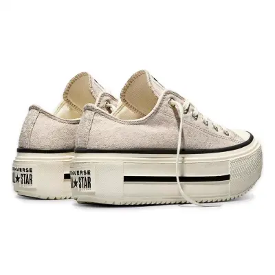 Converse A17884C Chuck Taylor All Star Lift Double Stack Platform Deer Sneakers Bej Kadın - 4