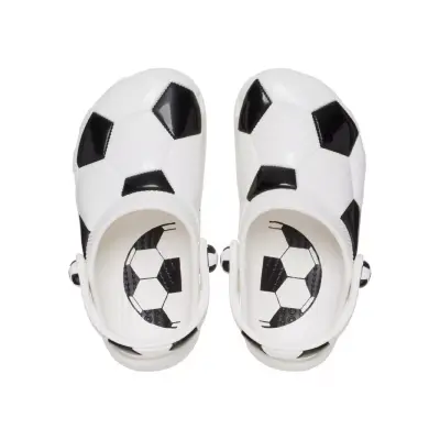 Crocs 210157 Classic Soccer Ball Clog K Beyaz-Siyah Çocuk Terlik - 3