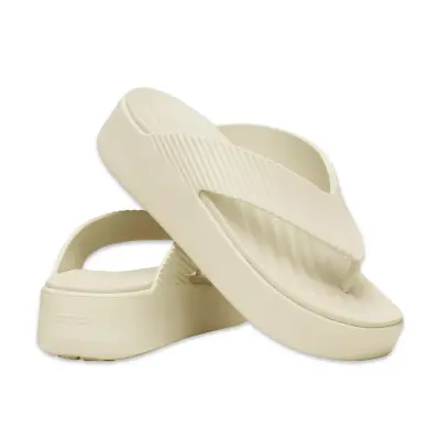 Crocs 210700 Getaway Groove Platform Flip Parmak Arası Krem Kadın Terlik - 4