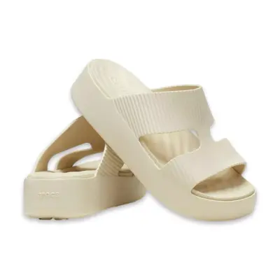 Crocs 210701 Getaway Groove Platform Hstrap Çift Bantli Krem Kadın Terlik - 4