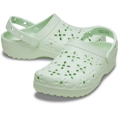 Crocs 210927 Classic Floral Cut Out Clog Açık Yeşil Unisex Terlik - 4