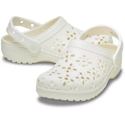Crocs 210927 Classic Floral Cut Out Clog Beyaz Unisex Terlik - 4