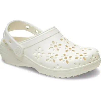 Crocs 210927 Classic Floral Cut Out Clog Beyaz Unisex Terlik 