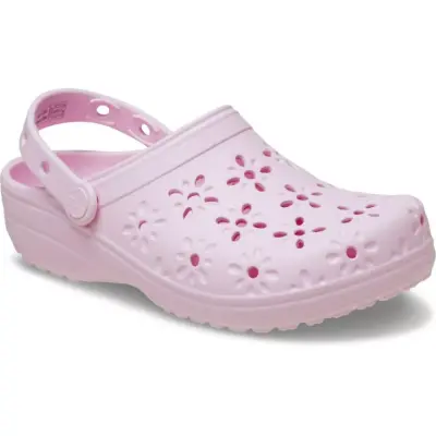 Crocs 210927 Classic Floral Cut Out Clog Pembe Unisex Terlik - 1