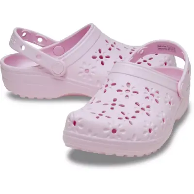 Crocs 210927 Classic Floral Cut Out Clog Pembe Unisex Terlik - 4