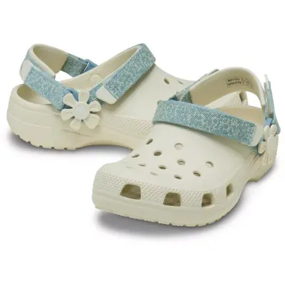 Crocs 212511 Clsc Dnm Flwr Adj Backstrapcgk Krem Çocuk Terlik - 4