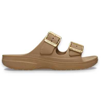Crocs 213316 Saturday Metallic Buckle Sandal W Çift Bant Bej Unisex Terlik - Crocs