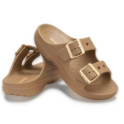 Crocs 213316 Saturday Metallic Buckle Sandal W Çift Bant Bej Unisex Terlik - Crocs (1)