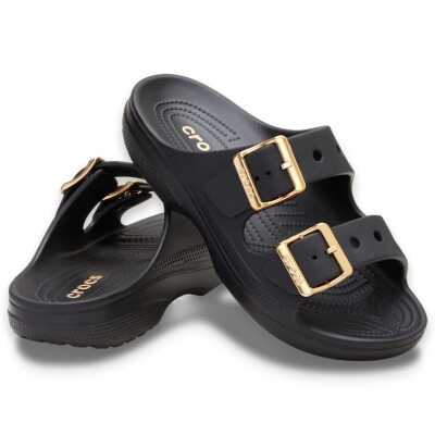 Crocs 213316 Saturday Metallic Buckle Sandal W Çift Bant Siyah Unisex Terlik - Crocs (1)