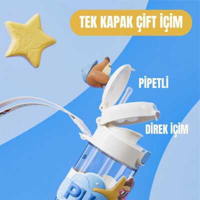 Diller D2537 600 Ml Boyun Askili Tritan Su Matarası Mavi Unisex Suluk & Matara - DILLER (1)