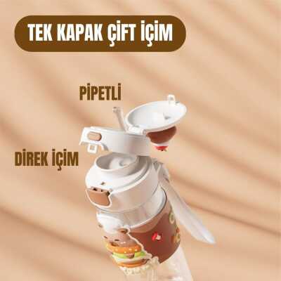 Diller D2551 600 Ml Boyun Askili Tritan Su Matarası Kahverengi Unisex Suluk & Matara - DILLER (1)