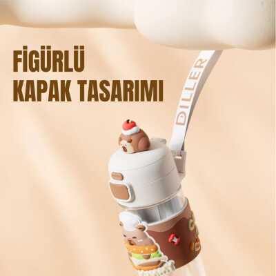 Diller D2551 600 Ml Boyun Askili Tritan Su Matarası Kahverengi Unisex Suluk & Matara - 3