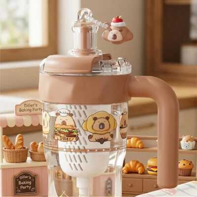 Diller D2553 860 Ml Tritan Su Matarası Kahverengi Unisex Suluk & Matara - 3