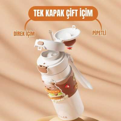Diller D9351 480 Ml Paslanmaz Çelik Termos Kahverengi Unisex Termos Ve Mug - 3