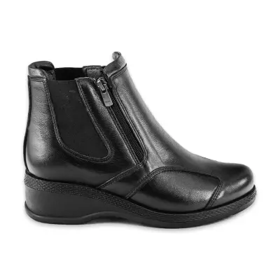 Forelli 25652 Dude Cift Fermuarlı Comfort Siyah Kadın Bot - 2