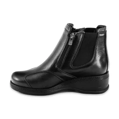 Forelli 25652 Dude Cift Fermuarlı Comfort Siyah Kadın Bot - 5