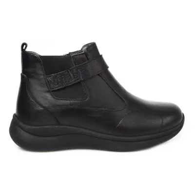 Forelli Emma 27951 Hallux Deri Fermuarlı Siyah Kadın Bot - 2