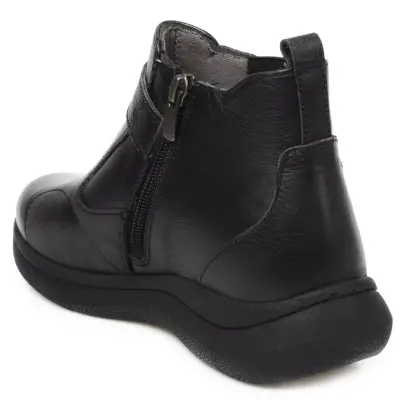 Forelli Emma 27951 Hallux Deri Fermuarlı Siyah Kadın Bot - 4