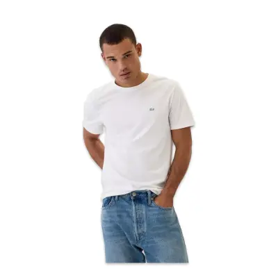 Gap 502022 V-Frch Everyday Soft Micro Logo Crew Beyaz Erkek T-Shirt - GAP (1)