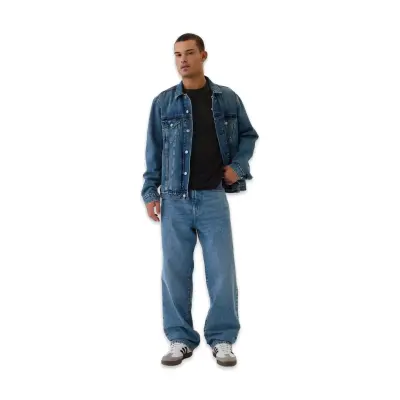 Gap 502022 V-Frch Everyday Soft Micro Logo Crew Siyah Erkek T-Shirt - 5