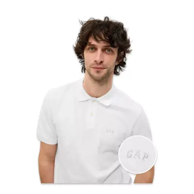 Gap 586306 F-Logo Pk Polo Beyaz Unisex T-Shirt - 3