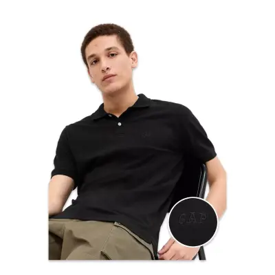 Gap 586306 F-Logo Pk Polo Siyah Unisex T-Shirt - GAP (1)