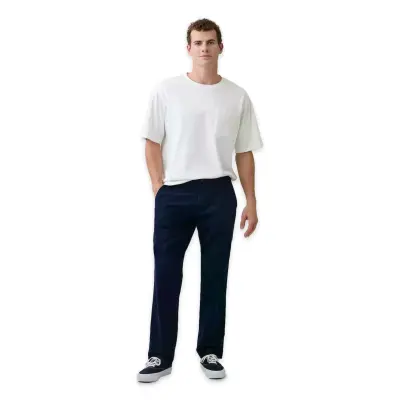 Gap 873627 V-Straight Linen Cotton Pant Lacivert Erkek Pantolon - 3