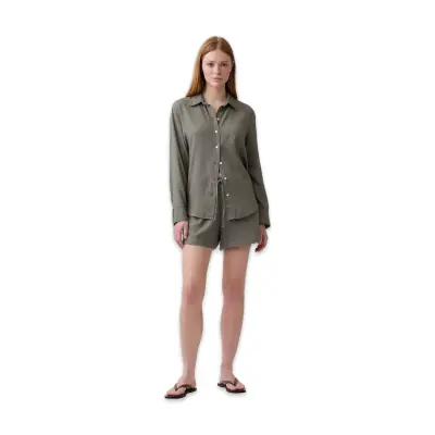 Gap 884125 V-Linen 4In Easy Haki Kadın Şort - GAP (1)