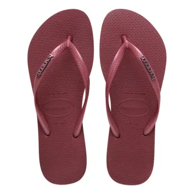 Havaianas 4119875 Slim Logo Metallic Parmak Arası Bordo Kadın Terlik - 1