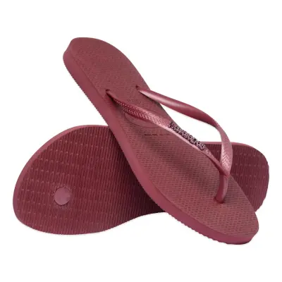Havaianas 4119875 Slim Logo Metallic Parmak Arası Bordo Kadın Terlik - 4